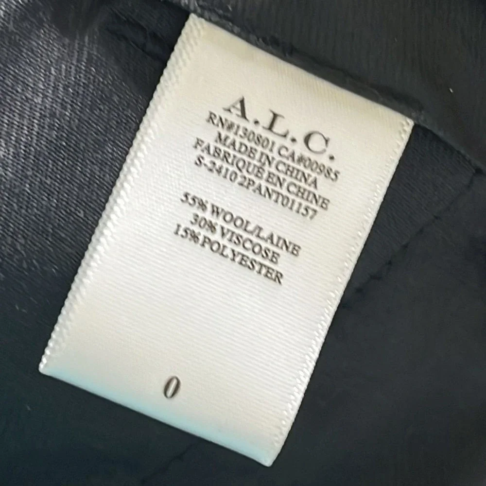 A.L.C. Charles Pants sz 0 Wide Leg High Rise‎ Minimalist Wool Blend Quiet Luxury